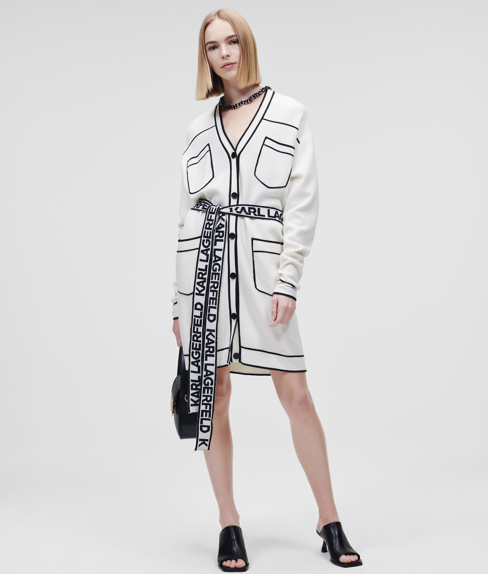 CARDIGAN AVEC CEINTURE ORNÉE DU LOGO KARL
