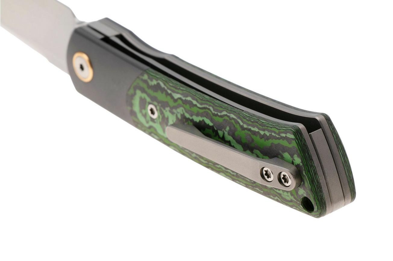 Reate Tribute Satin M390, Titanium FatCarbon Jungle Wear, zakmes, Jack Chen design