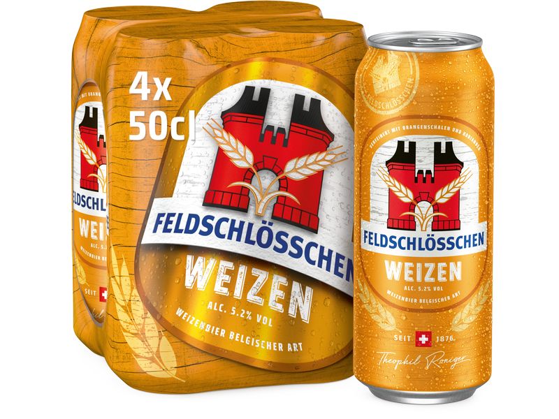 Feldschlösschen Bier Weizen 4 x 0.5 l Schweizerisches Weizenbier