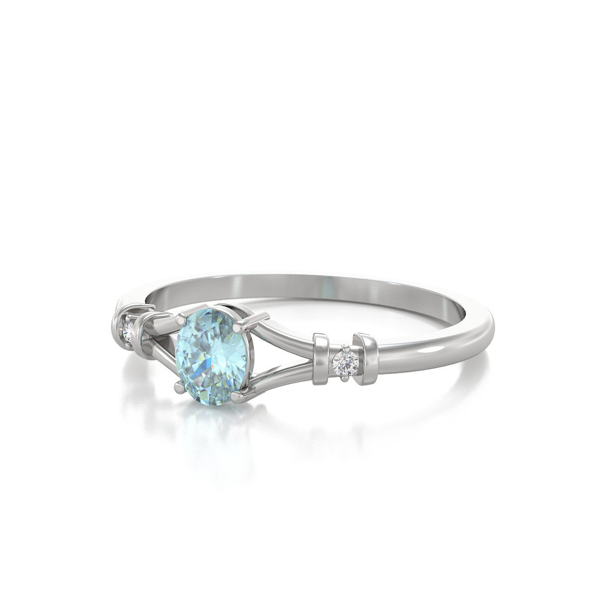 Bague Aigue-Marine et diamants sur Argent 925 2.094grs