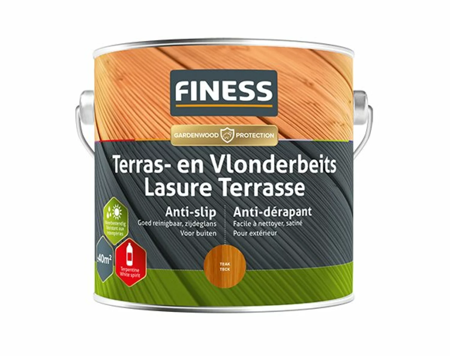 Finess Terras en vlonderbeits anti-slip - Teak - 750 ml