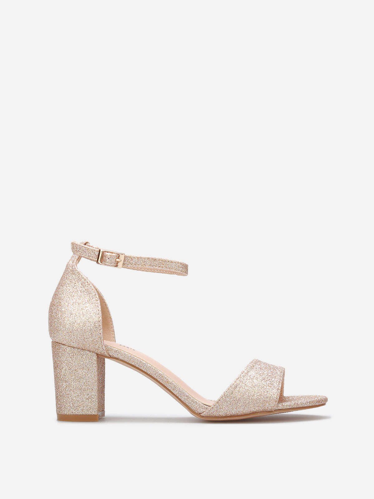 Sandales à talon pailletées- Doré rose