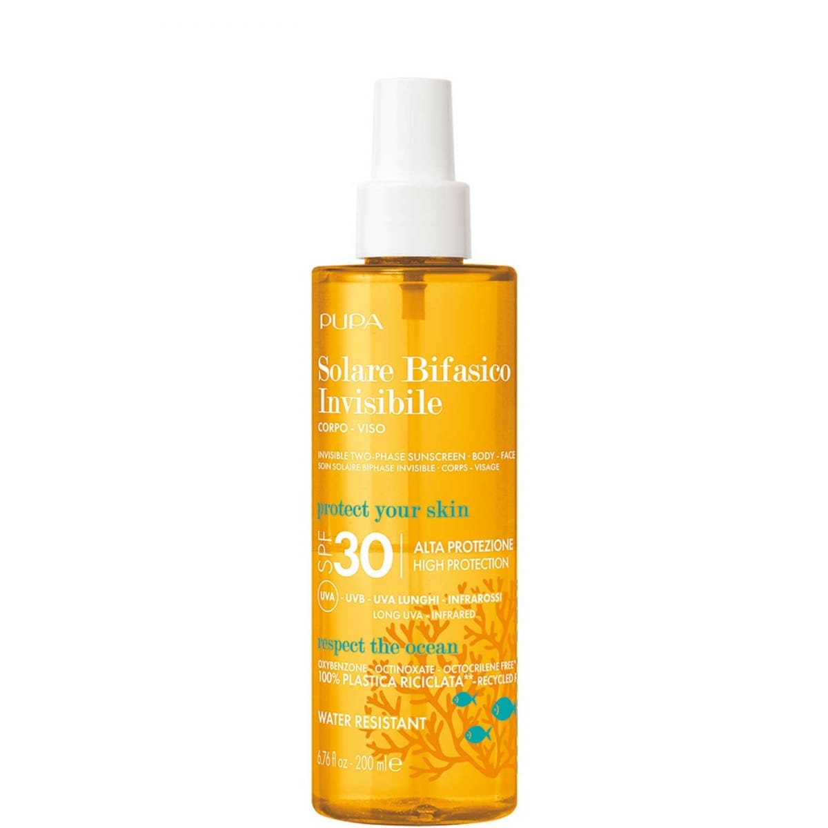 Pupa Soin Solaire Invisible Biphase SPF 30 Visage &  Corps Haute Protection UVA - UVB - Infrarouges