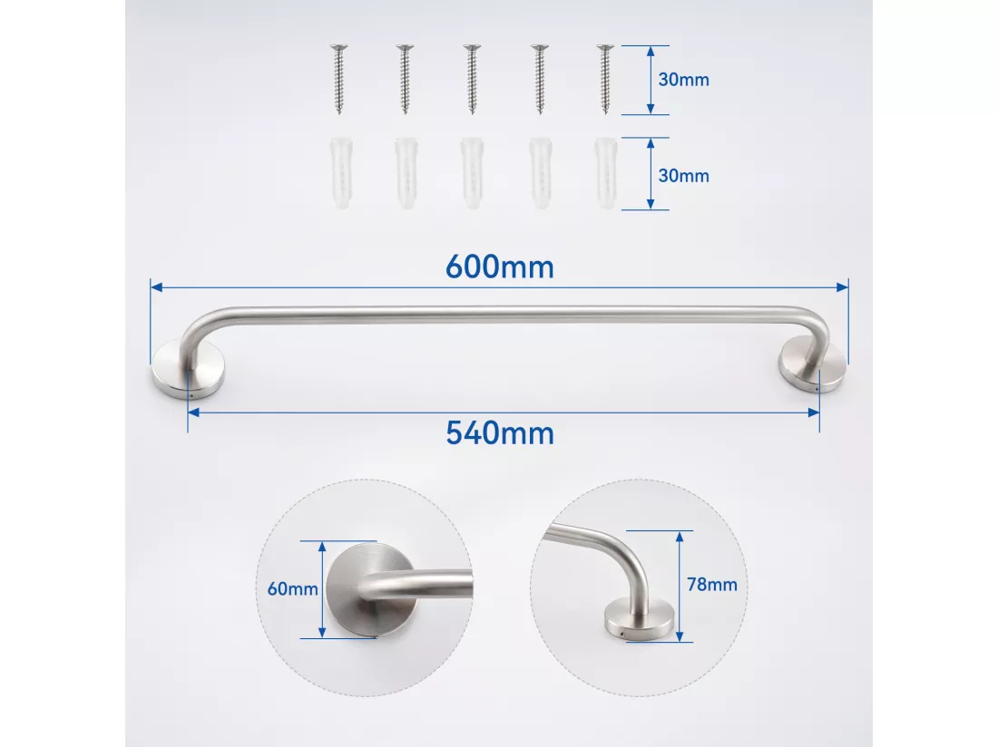 Colonne Douche Hydromassante avec LCD Écran Affichage Temprérature,avec 4 Jets Massage+60cm Porte-Serviettes Salle Bain Auto-adhésif/Perçage en Inox