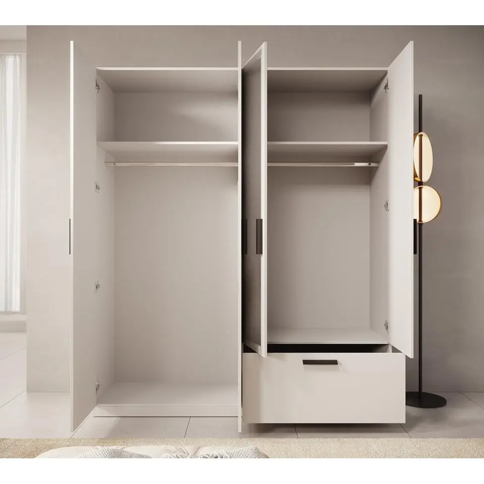 Meubella - Kledingkast Lillian - Wit - 180 cm - Met spiegel