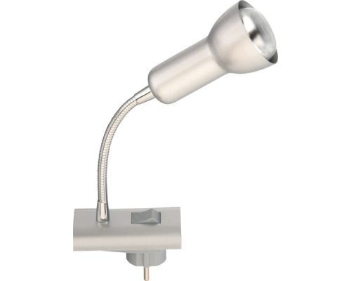 Stekkerlamp, leeslamp, H 22,5 cm, titaniumkleurig, stekkerspot