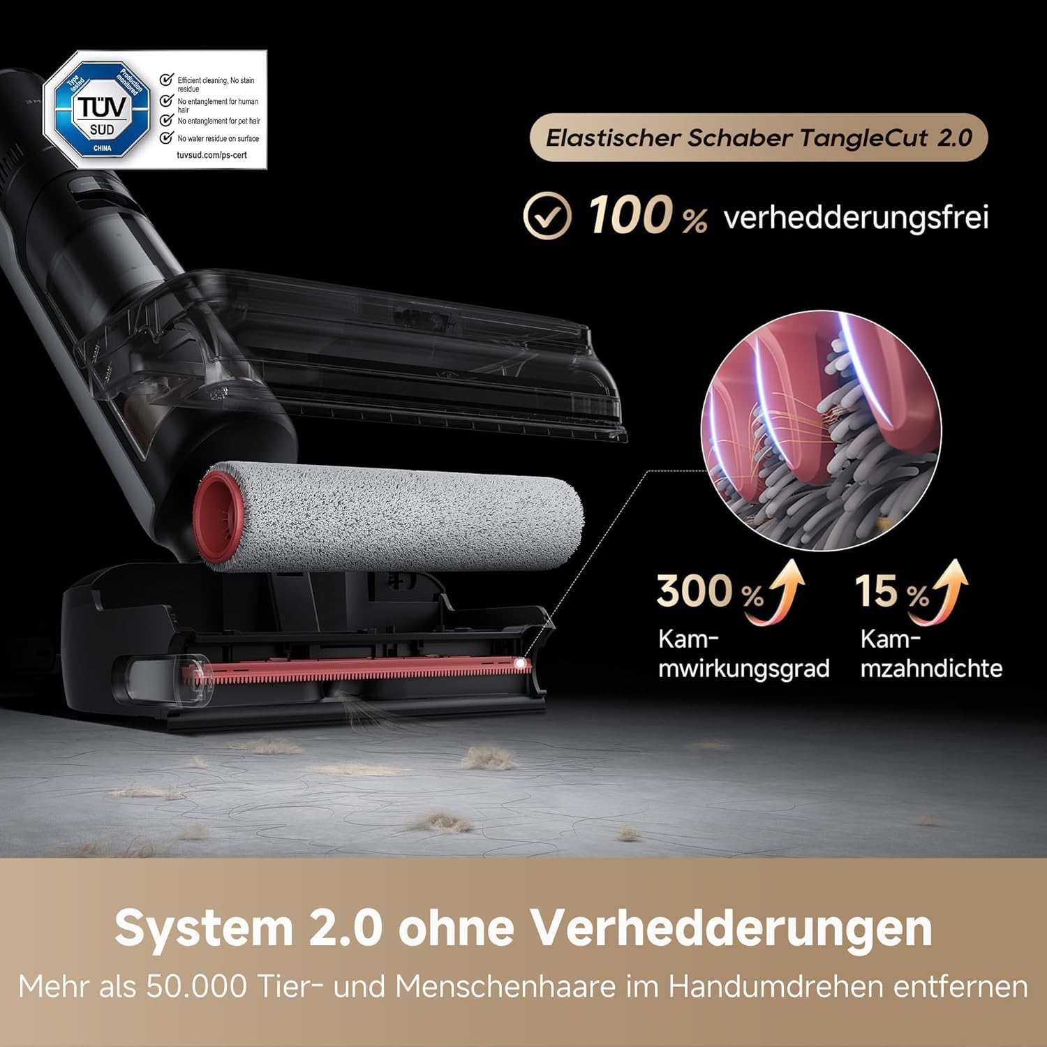dreame H15 Pro FoamWash Nass- und Trockensauger, gezieltes FoamWash, intell. Dosierung, KI-Roboterarm 2.0, TangleCut 2.0, intell. Bürstenreinigung bei 100 °C, intell. Trocknung