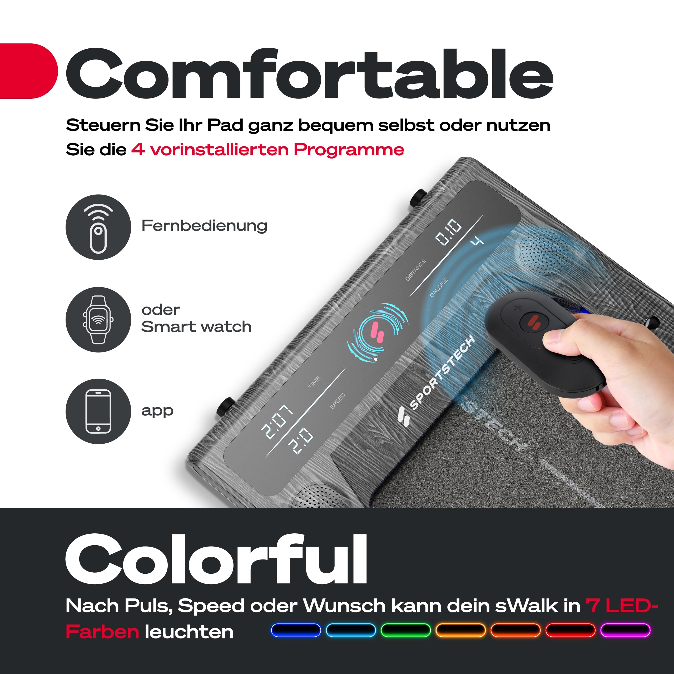 sWalk Laufband - Holzoptik grau