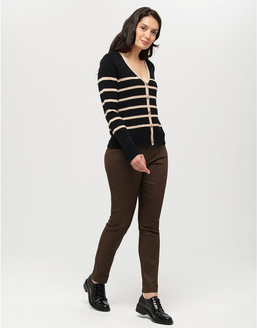 Gilet rayé noir beige