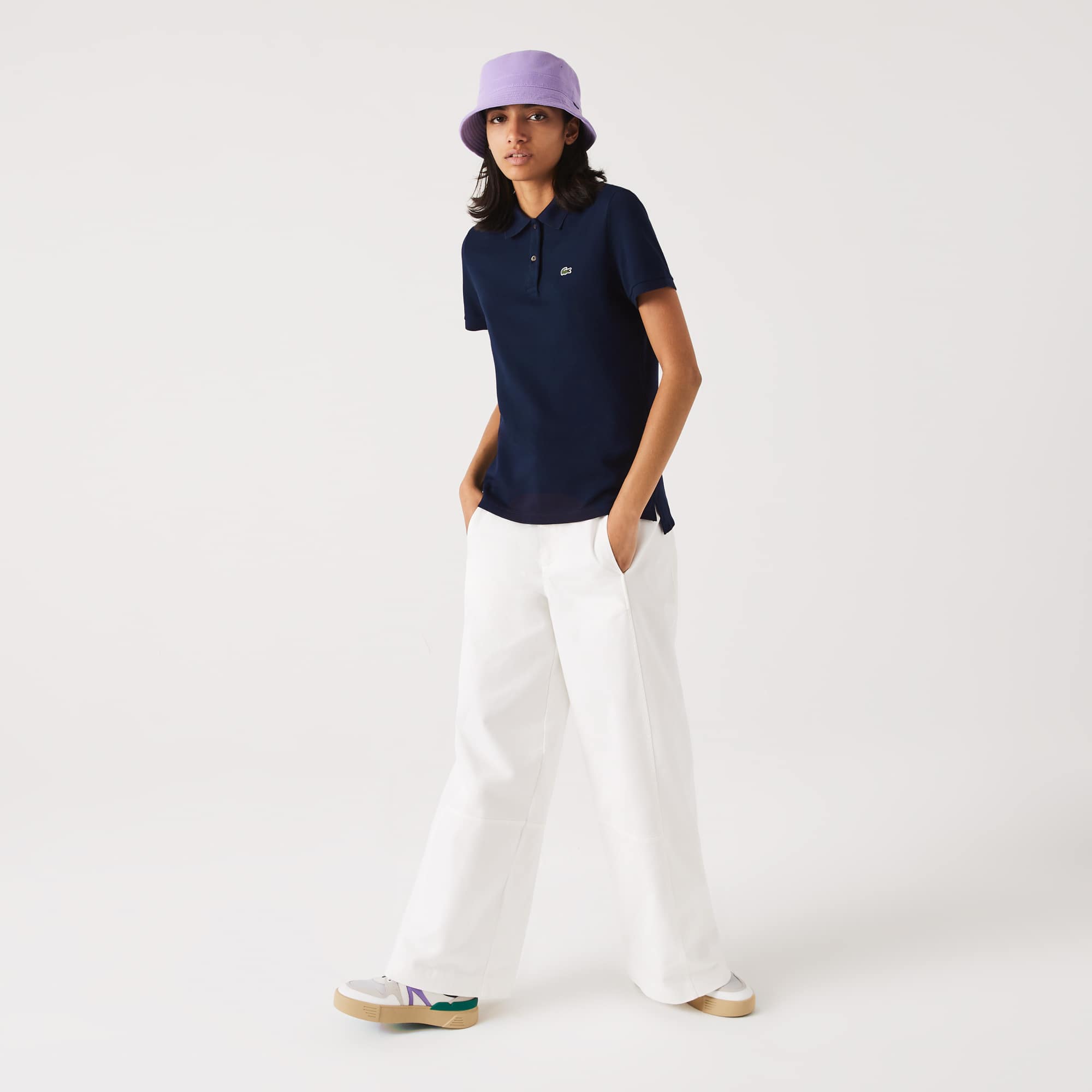 Polo regular fit Lacoste en petit piqué de coton souple Manches Courtes - Bleu - Lacoste - Femme