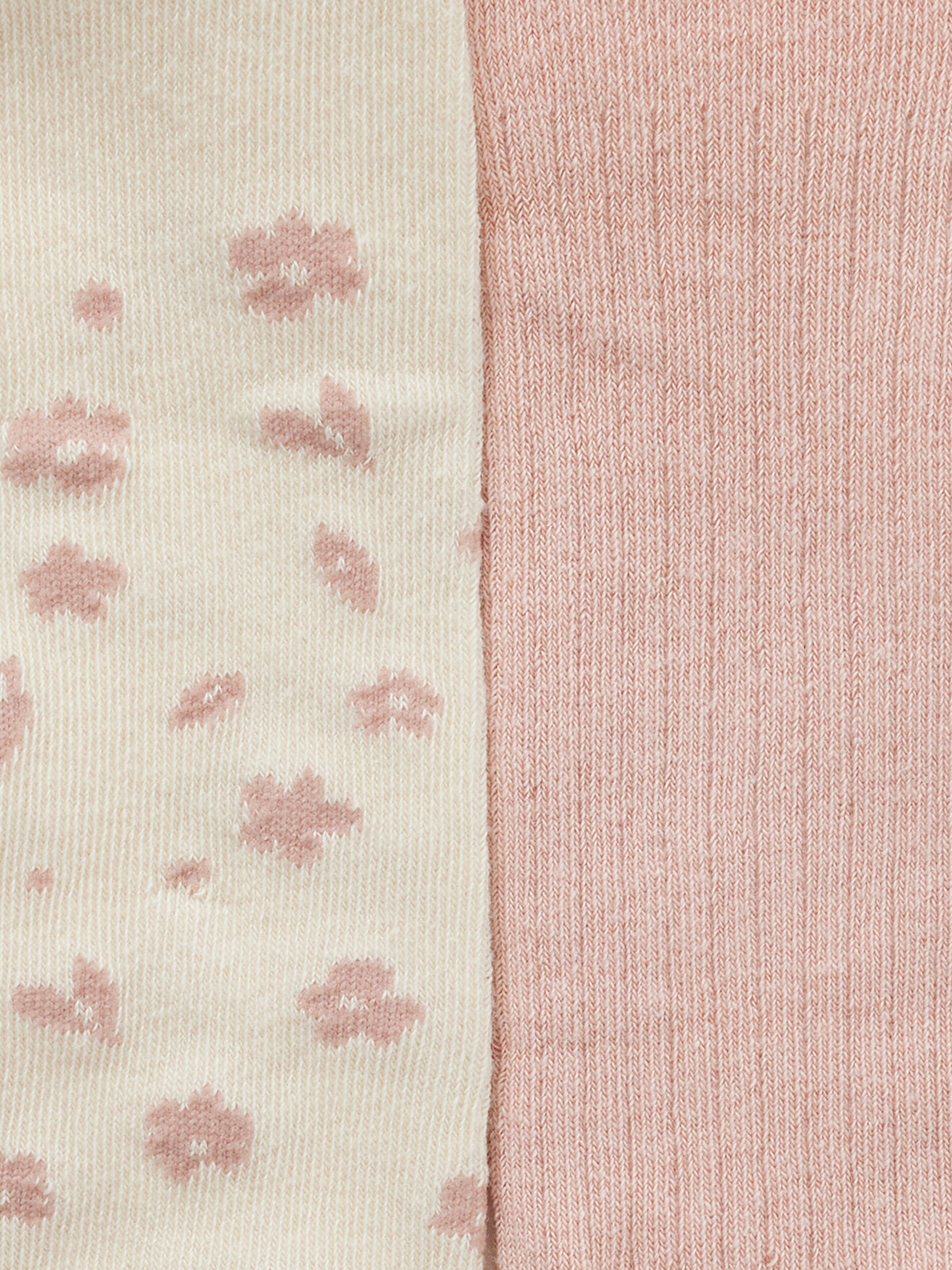 Vertbaudet 2er-Pack Mädchen Baby Strumpfhosen Blumen & Ripp wollweiß