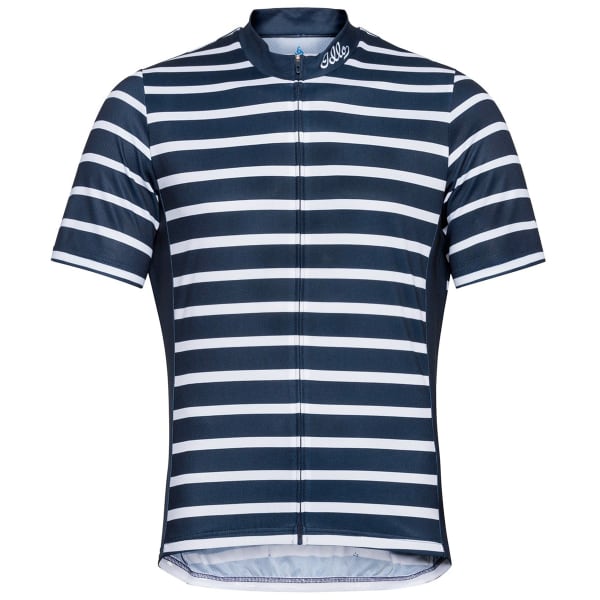 Maillot vélo ODLO ESSENTIAL PRINT STAND-UP COLLAR S/S FZ DARK SAPPHIRE/WHITE