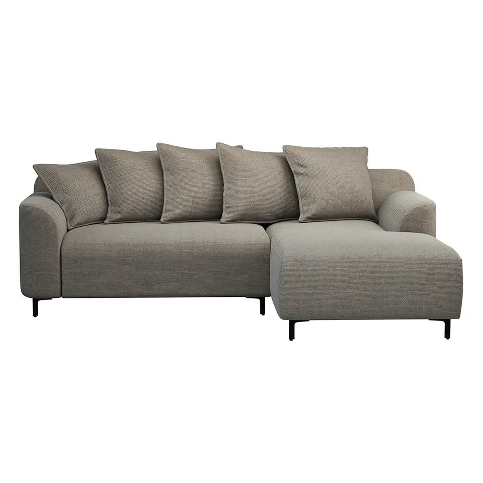 Bank Elsa met chaise longue rechts - stof Eden - taupe