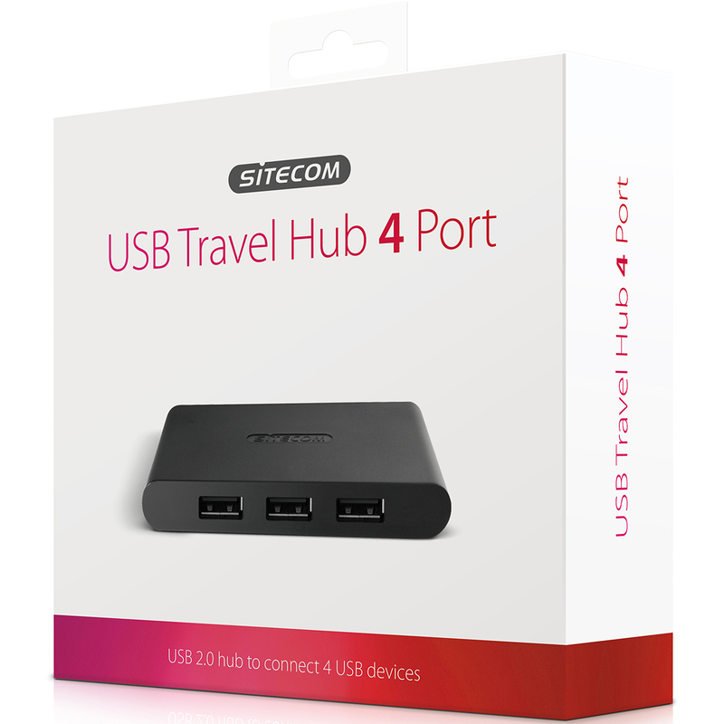 Sitecom USB Hub Travel CN-0804, 4x USB 2.0, 4 Port, 0.6 m