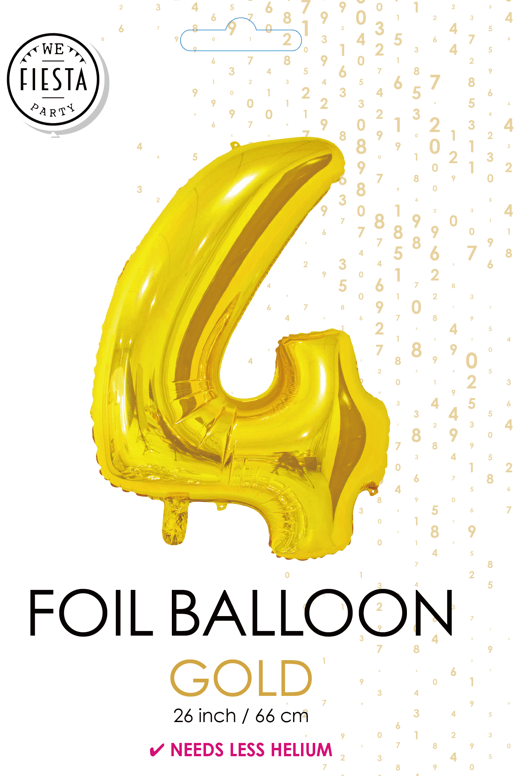 Folieballon Cijfer 4 Goud 66cm