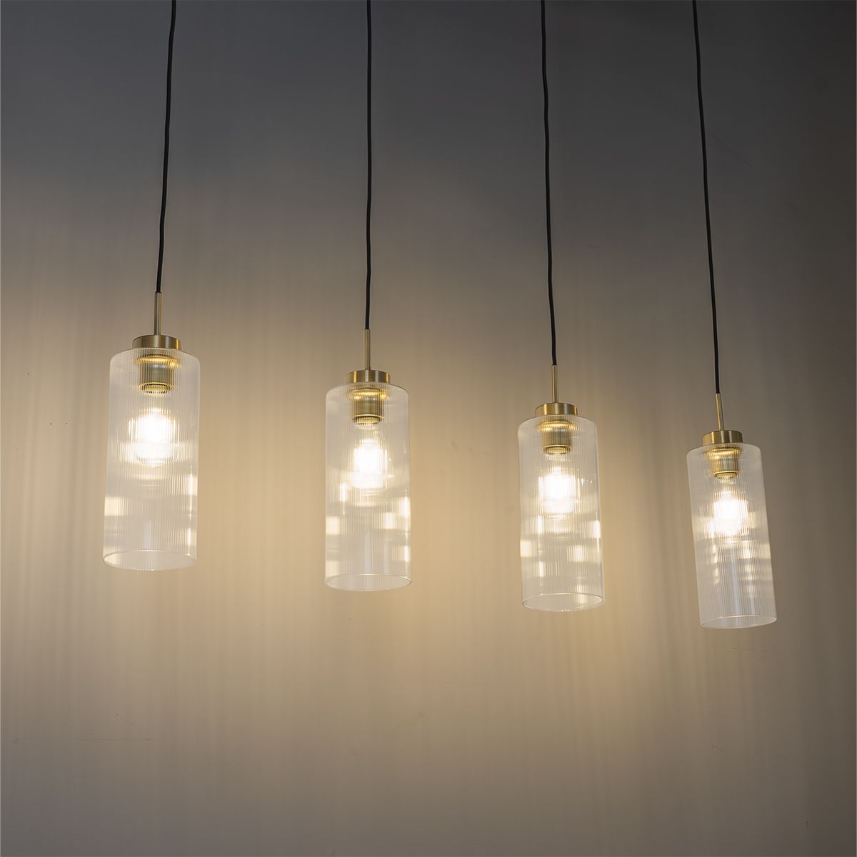 Art Deco hanglamp goud met glas 4-lichts - Laura