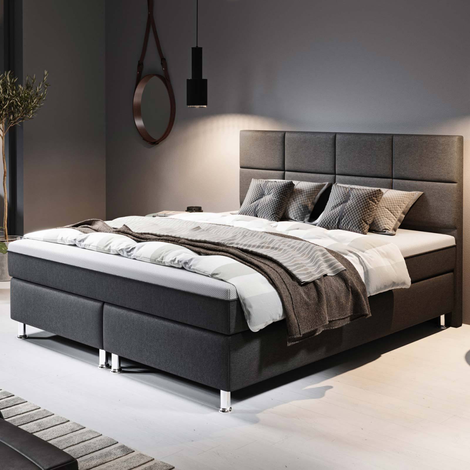 Boxspringbett - anthrazit - H3 - 180x200 cm