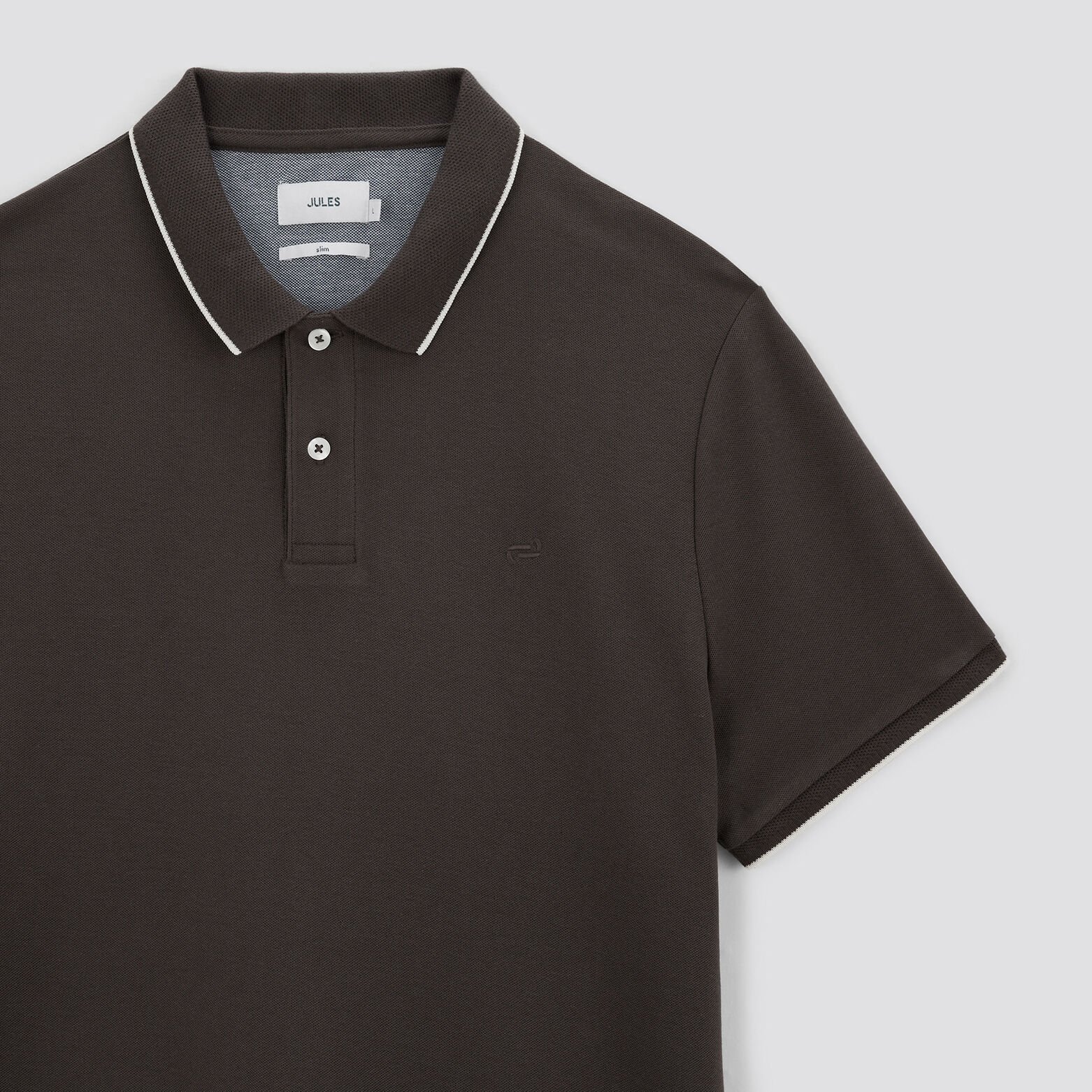 Polo manches courtes uni coton piqué Marron