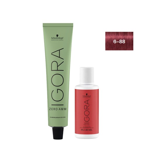 Schwarzkopf Igora Zero AMM 6-88 Louro Escuro Vermelho 60ml   Oxidante 20V