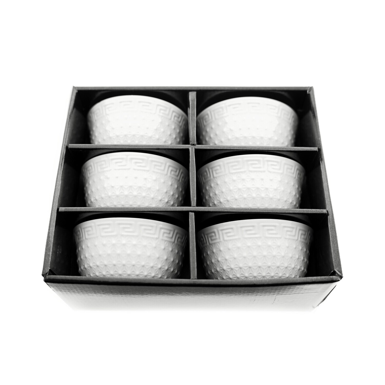 Almina 6 Teiliger Schalen-Set Weiß aus Porzellan mit Muster
