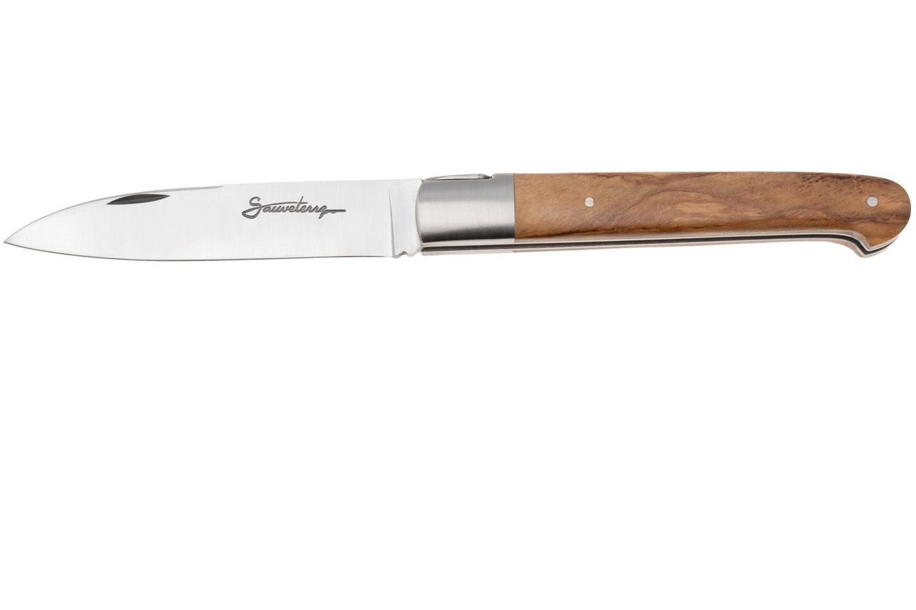Laguiole en Aubrac Sauveterre Olive, Matt Stainless Bolster, zakmes, 11 cm