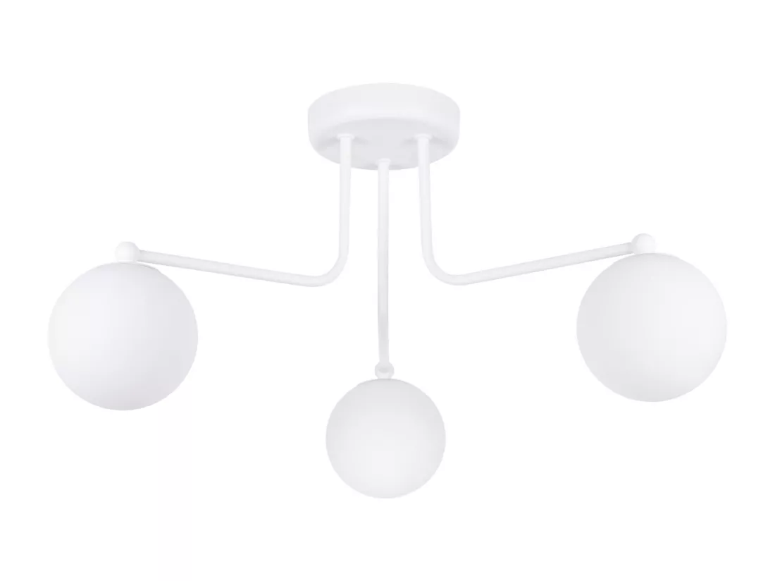 Lustre Astral minimaliste en acier/verre - 3 sources lumineuses - L.62 x H.29 cm - blanc