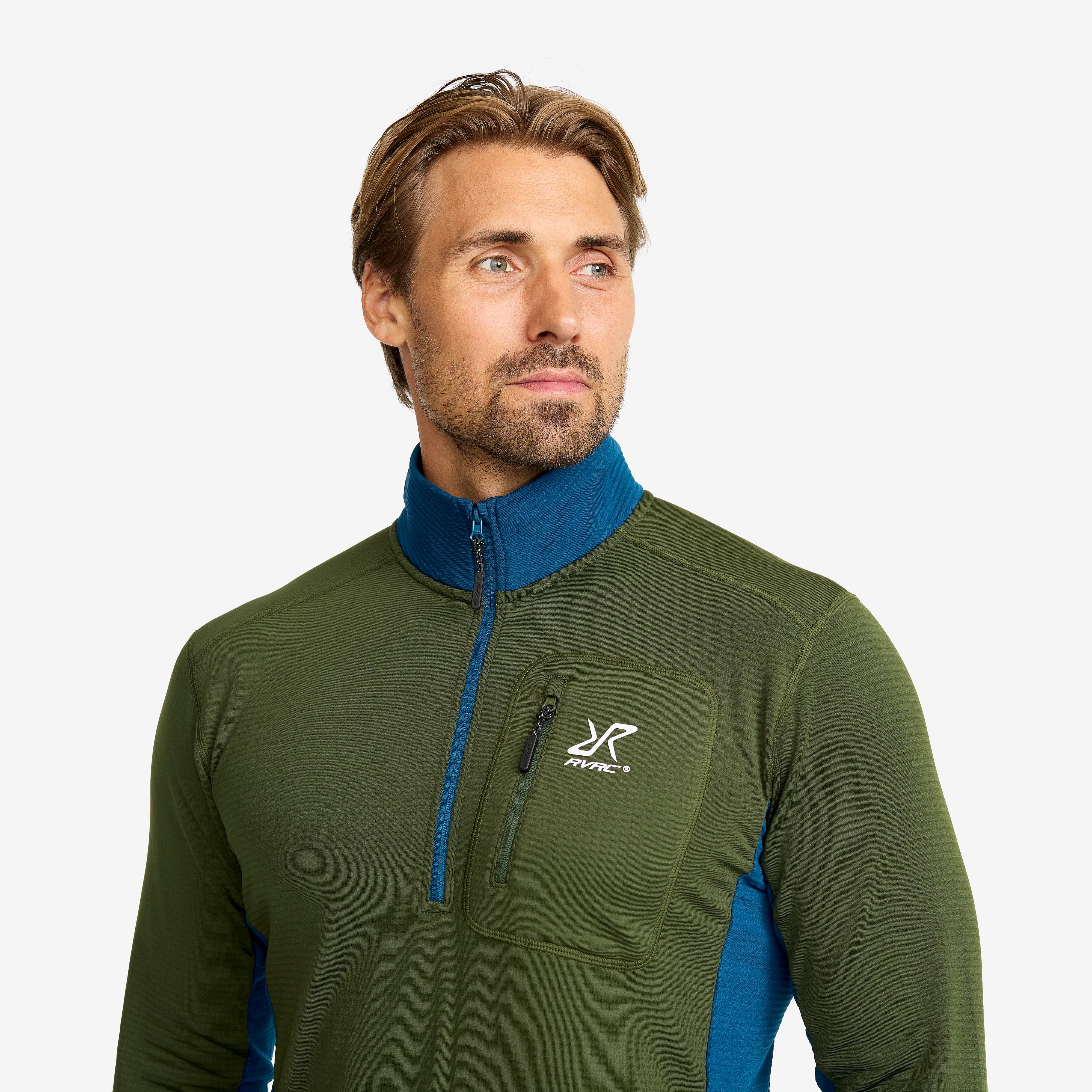 Waffle Half-zip Fleece Herre Forest Green