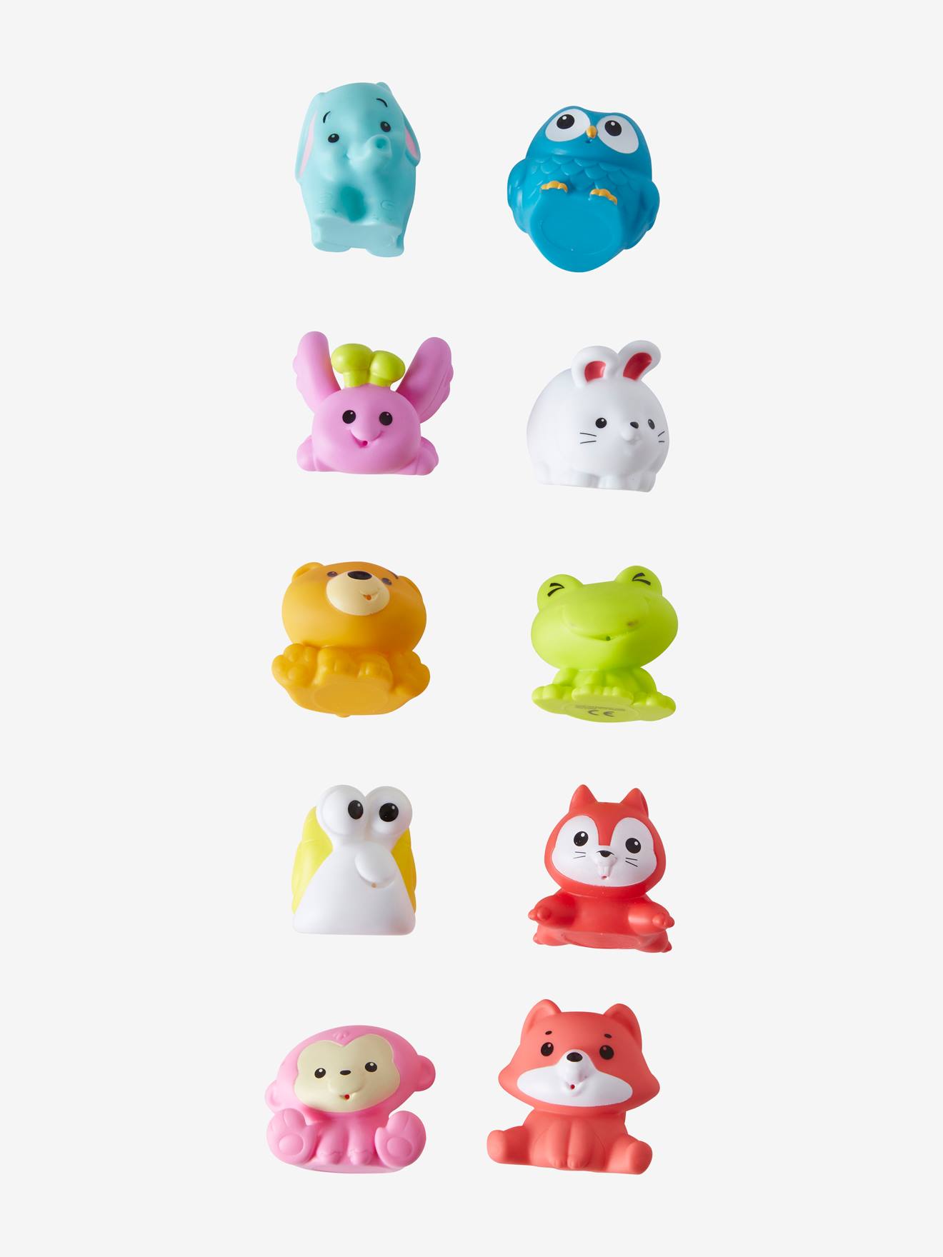 Conjunto de 10 brinquedos de banho em formato de animais multicoloridos