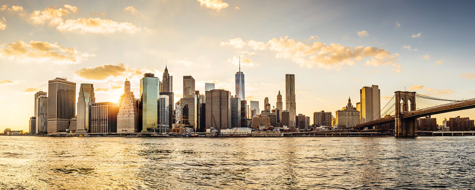 Leinwandbild MANHATTAN - braun-blau - 100x40 cm
