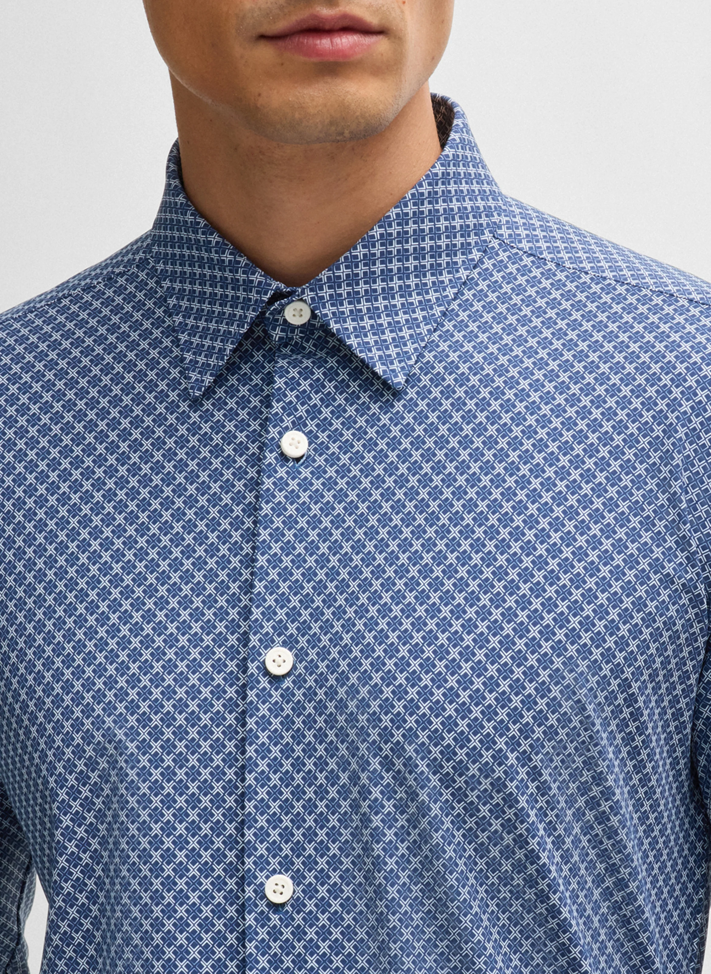Chemise col classique imprimée | Bleu