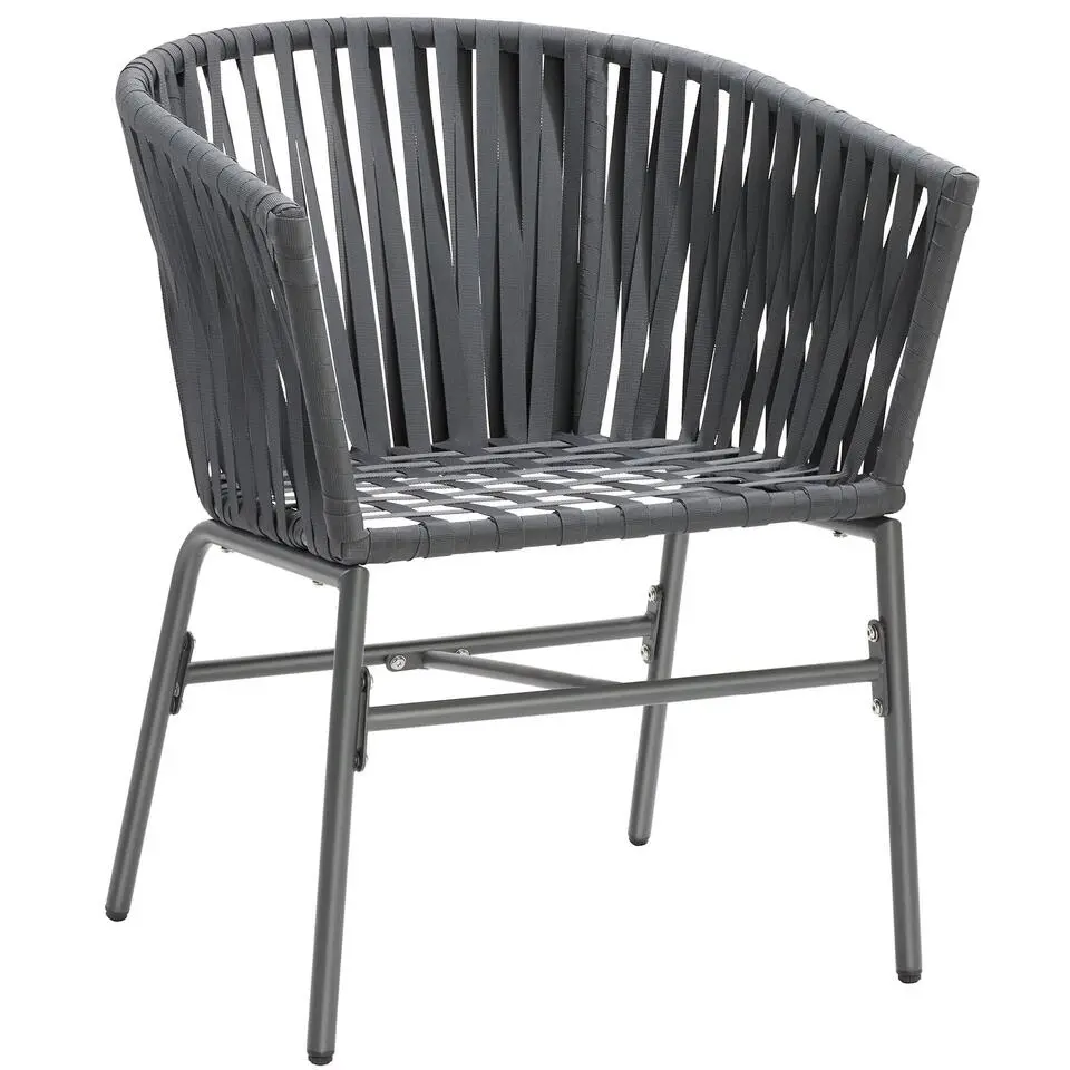 tectake - Stoelset Valeiras in rope-design, dikke kussens, 60x61x77cm