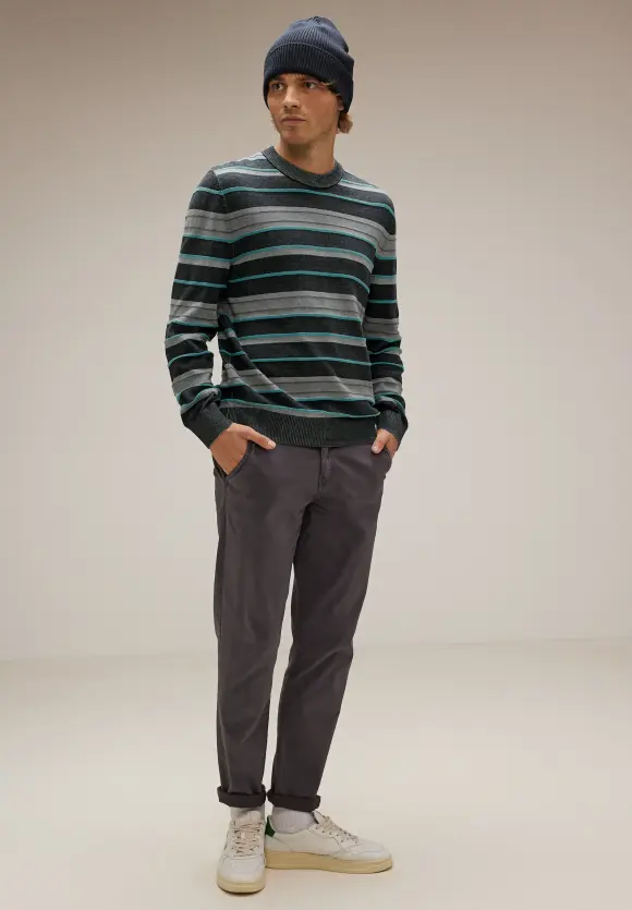 Pullover mit Streifen  - Black