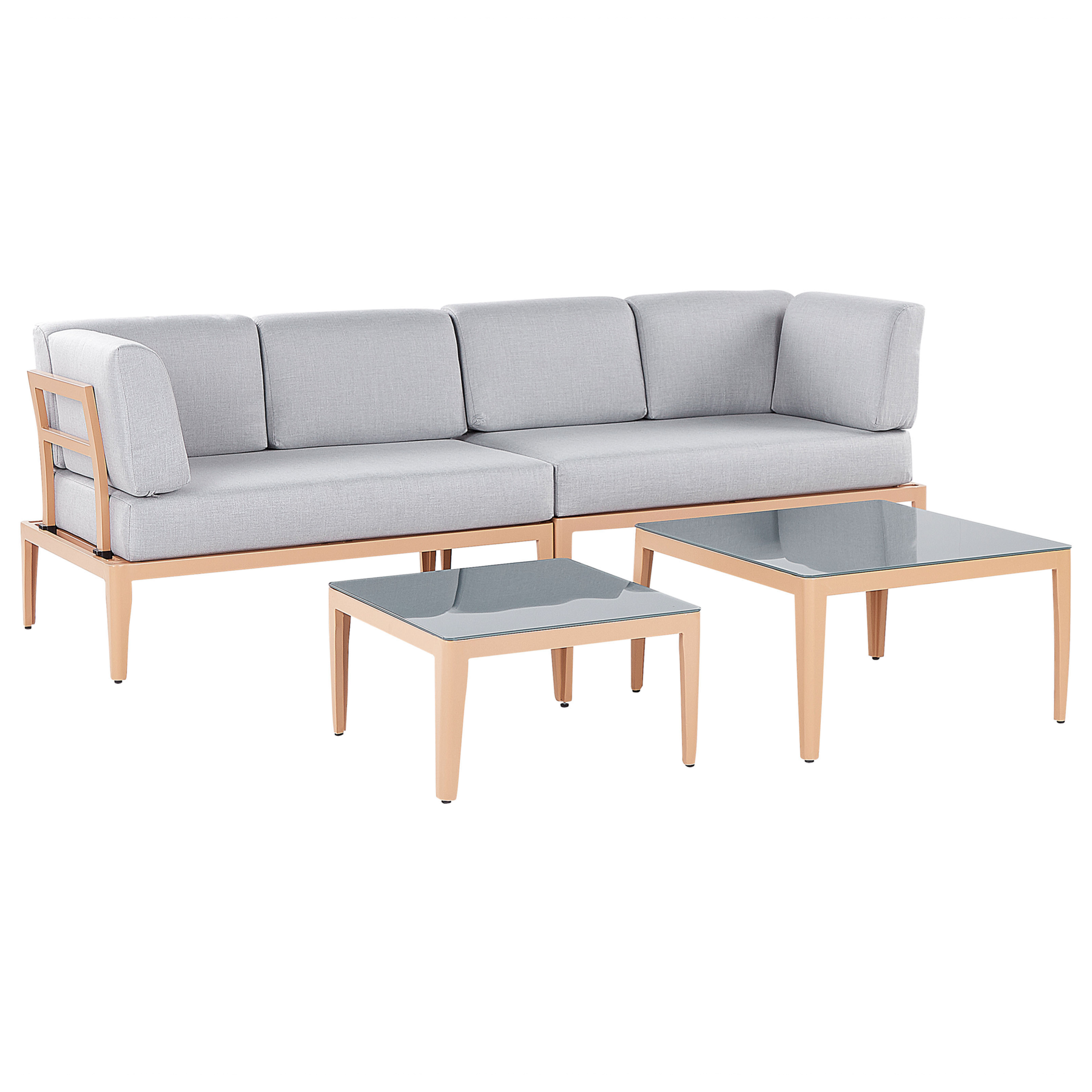 Beliani - RIMA III - Loungeset voor 6 - Lichtgrijs - Polyester