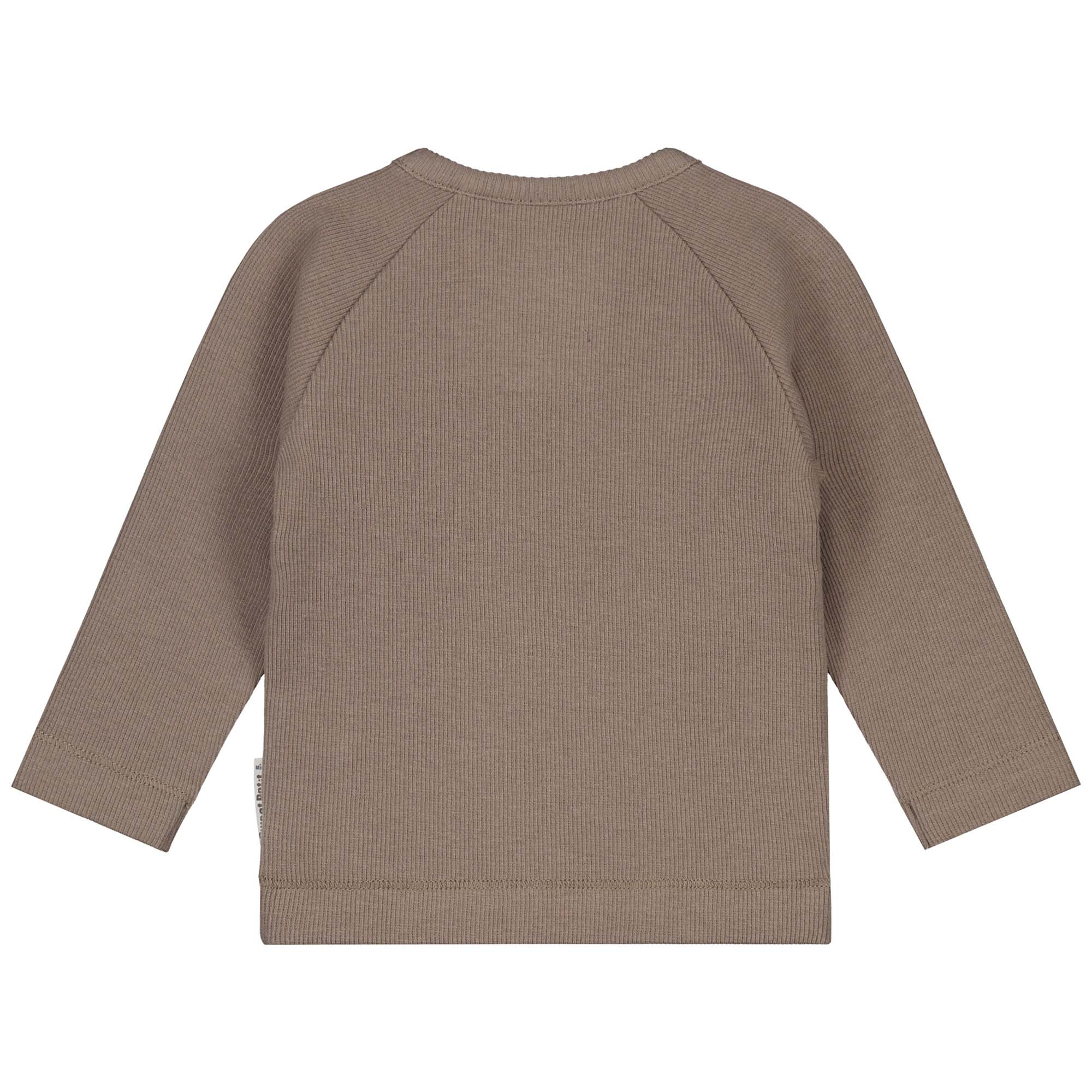 Sweet Petit Mini overslagshirt rib lange mouwen effen taupe