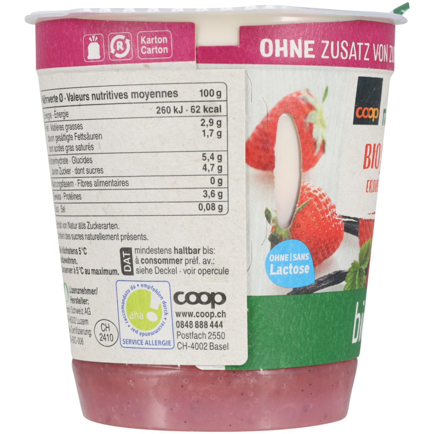 Naturaplan bio Fairtrade Joghurt Erdbeere & Vanille ohne Zucker 2x150g -