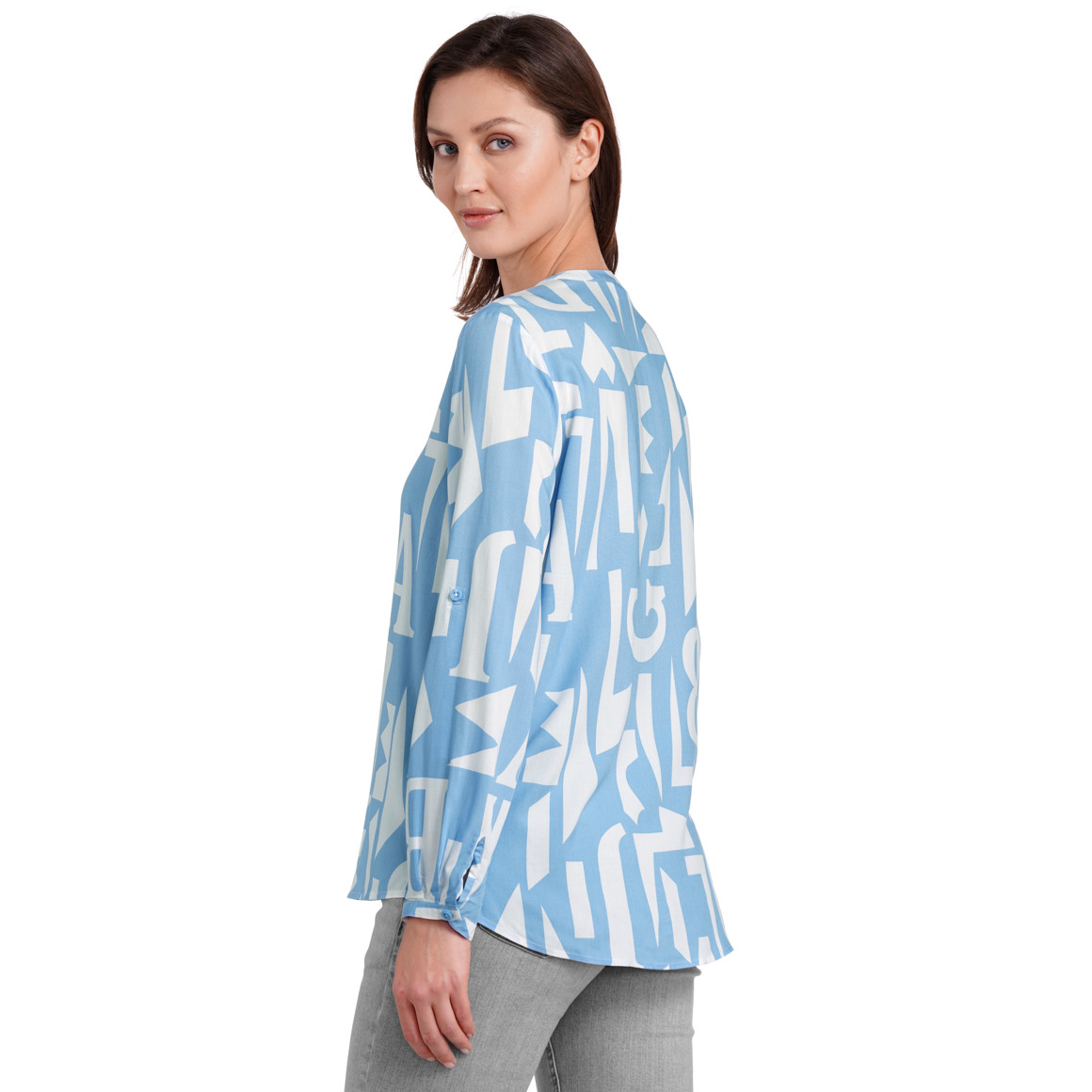 Gina Benotti Damen Bluse mit Allover-Muster hellblau