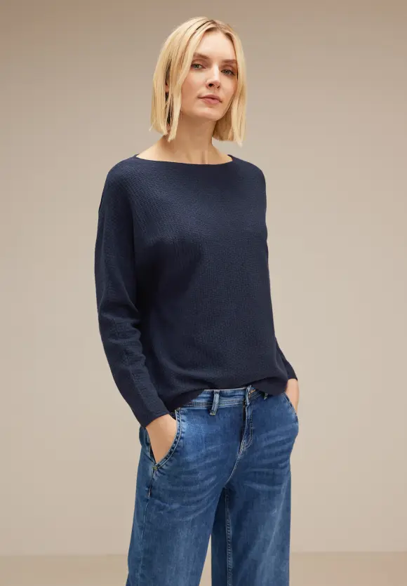 Struktur Strickpullover - deep blue