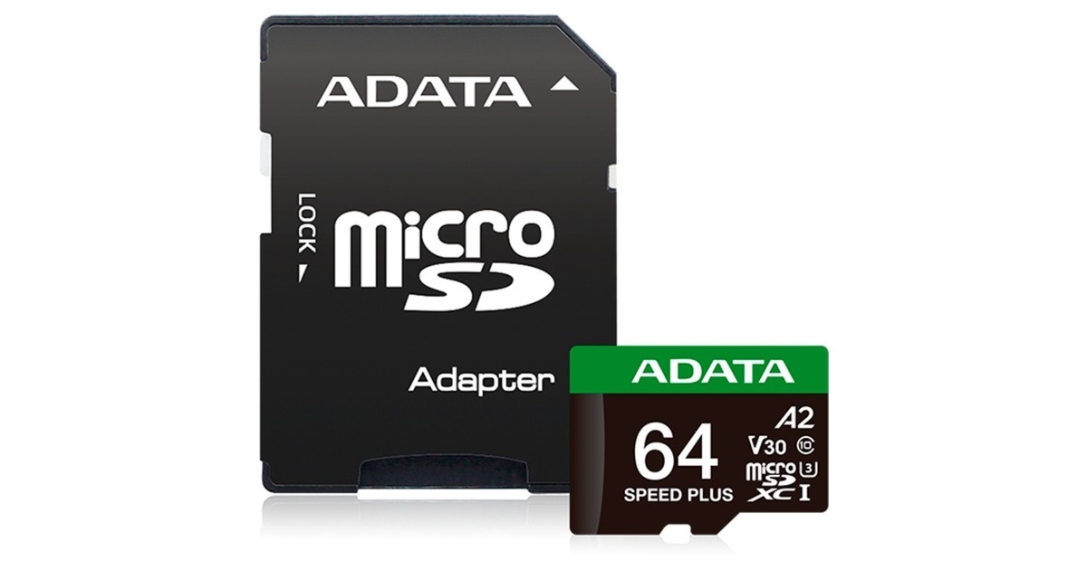 ADATASPEED PLUS microSDXC 64 GB geheugenkaart  (UHS-I U3, Class 10, V30, A2)