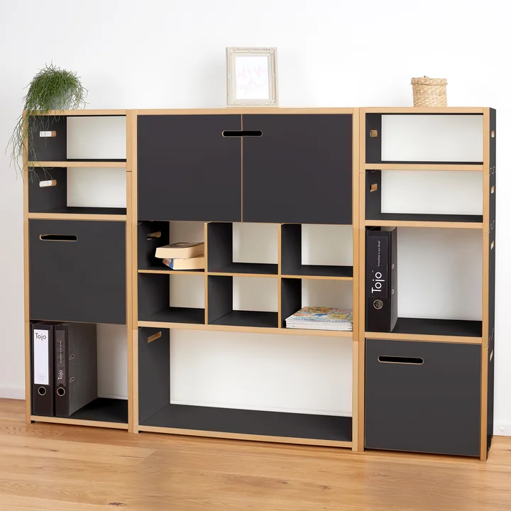 Tojo - halbstark Regalsystem, Anbaumodul mit Tür rechts, weiss