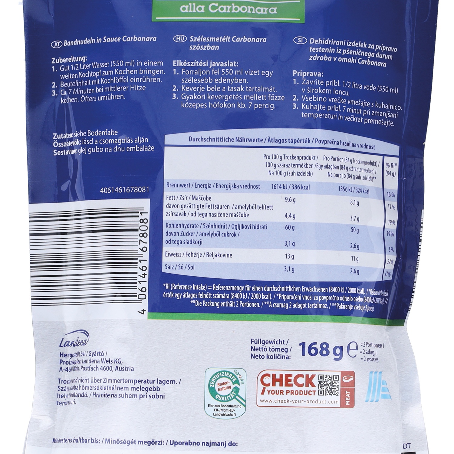 CUCINA NOBILE Nudelfertiggericht, Carbonara 171 g