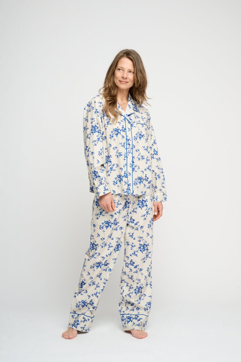 Moshi Moshi Mind  New moon poplin natbukser - blue flower