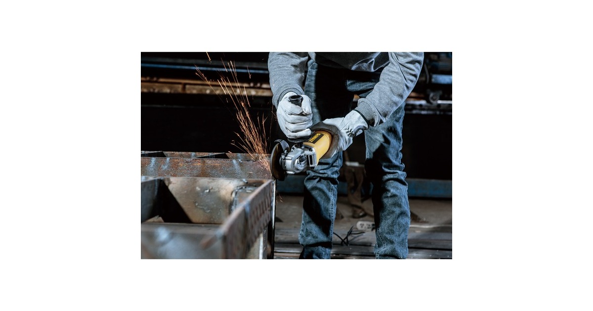 DEWALTHaakse slijper met schuifschakelaar DWE4117-QS  (Geel/zwart, 950W, 125mm)