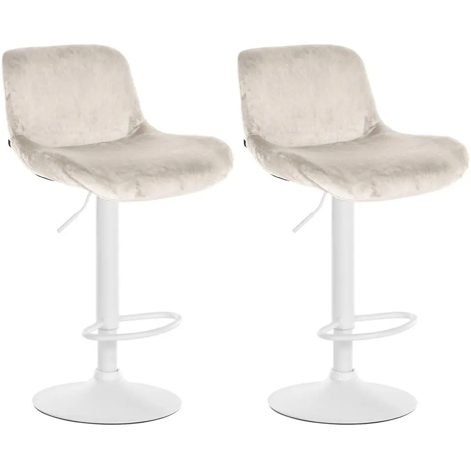 CLP Set van 2 Barkruk Solon wit Frame - Fluweel - creme