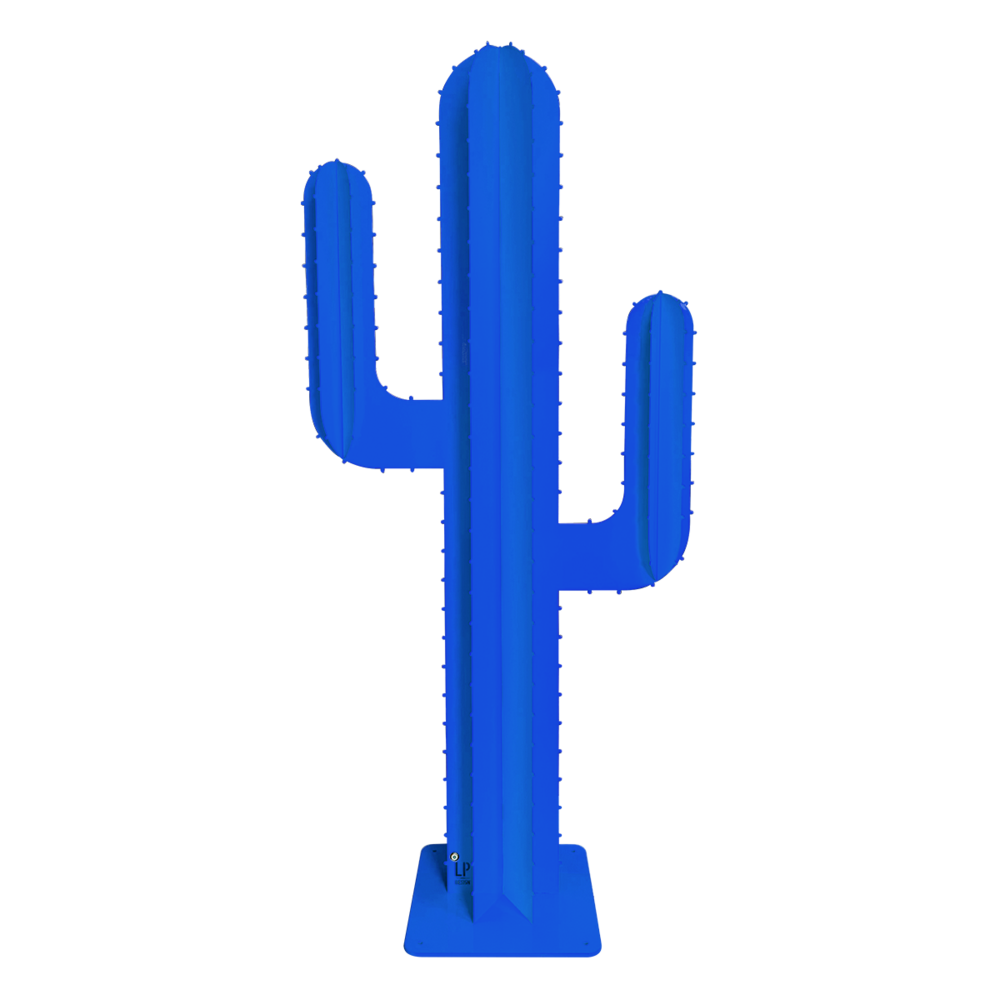 Cactus de jardin 2 branches 6 feuilles aluminium bleu h 1,70m