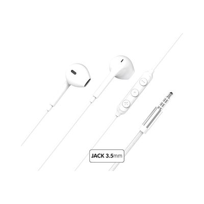 Force Play - Kit main libre - écouteurs filaire avec micro et prise Jack 3.5Mm- blanc