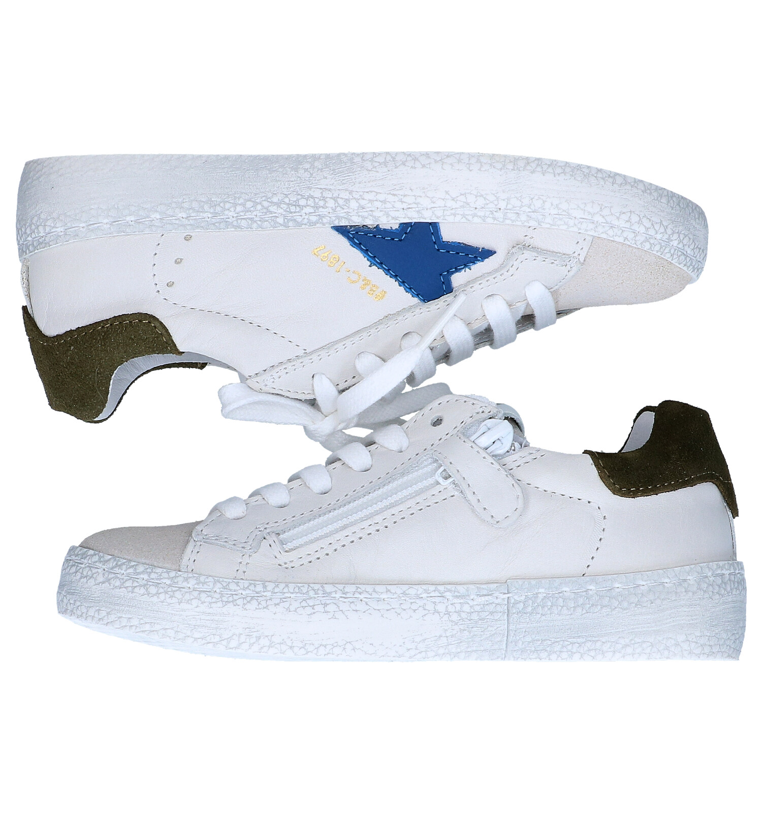 Rits/veterschoenen beige