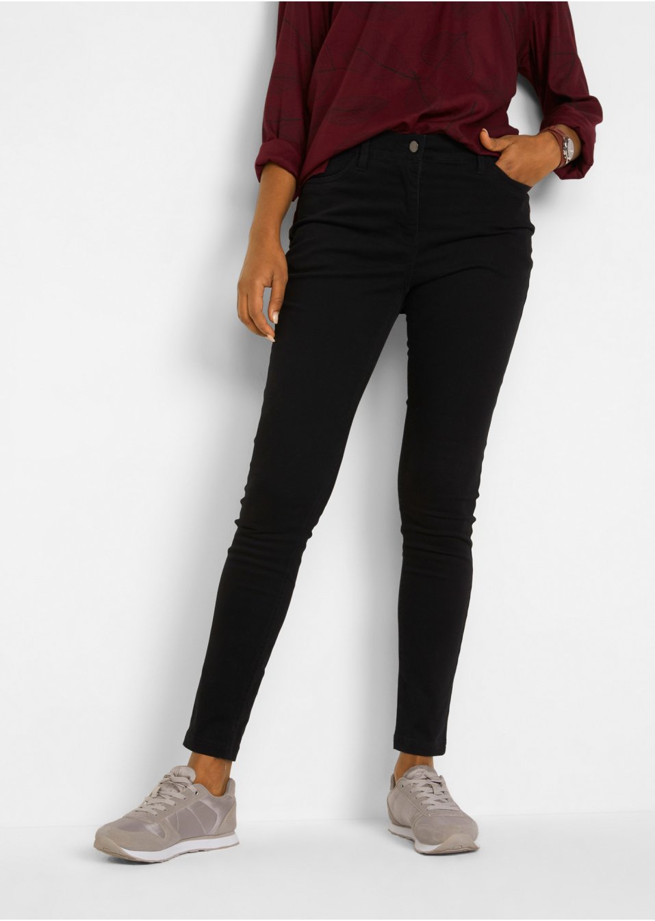 Jean ultra-stretch avec taille confortable rayée, Slim Fit