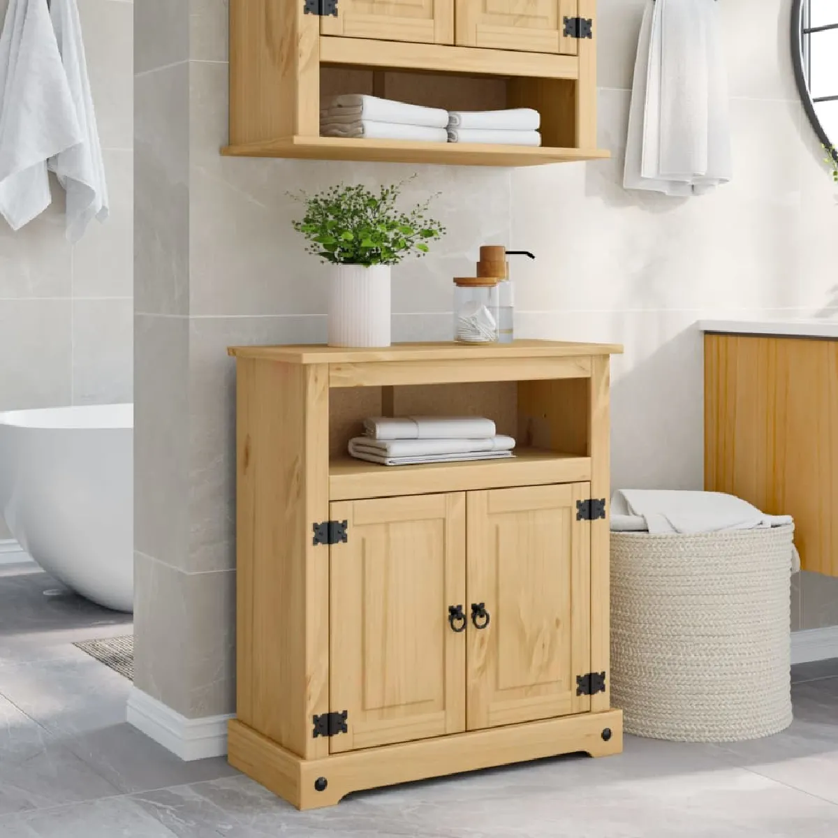 vidaXL Armoire de salle de bain - Corona Pin Massif