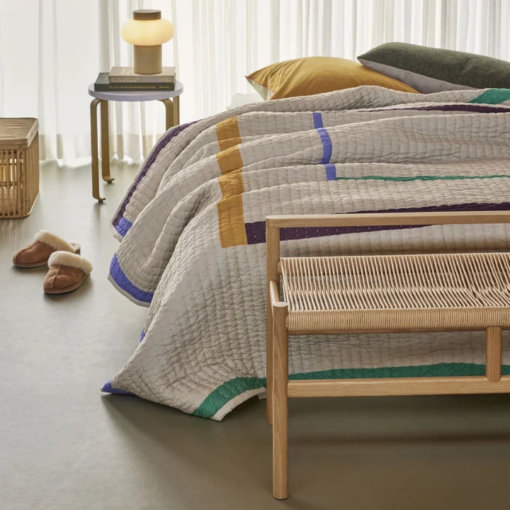 Hübsch Interior - Smile Hocker, Ø 46 cm, hellblau / khaki