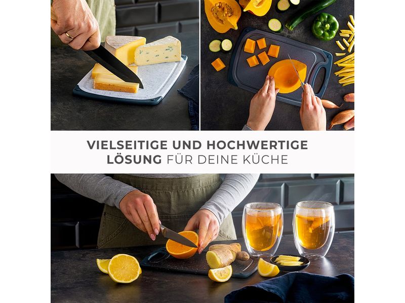 GOURMETmaxx Schneidebrett 24 cm  x 40 cm 3er-Set Schneidebretter mit Saftrille, spülmaschinenfest